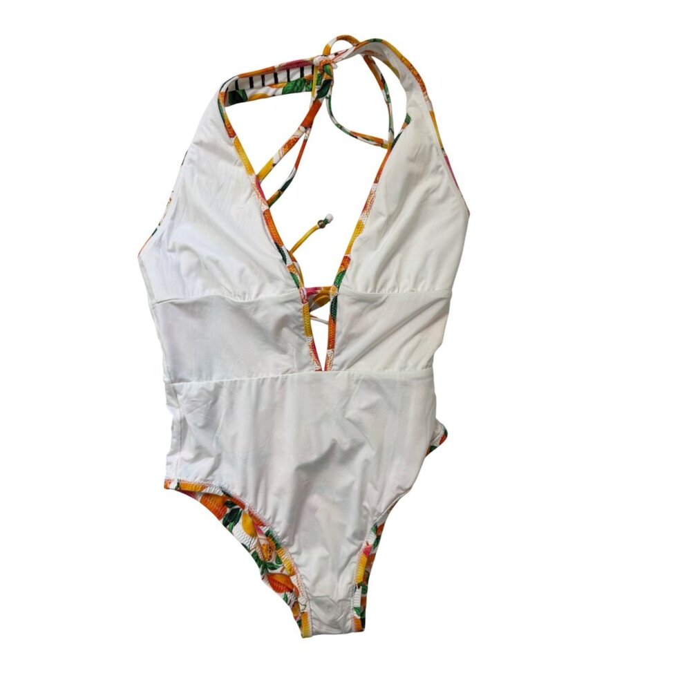 Nanette Lepore  Tutti Fruitti Goddess Printed Plunge One-Piece Swimsuit Sz. 2 - Picture 5 of 8